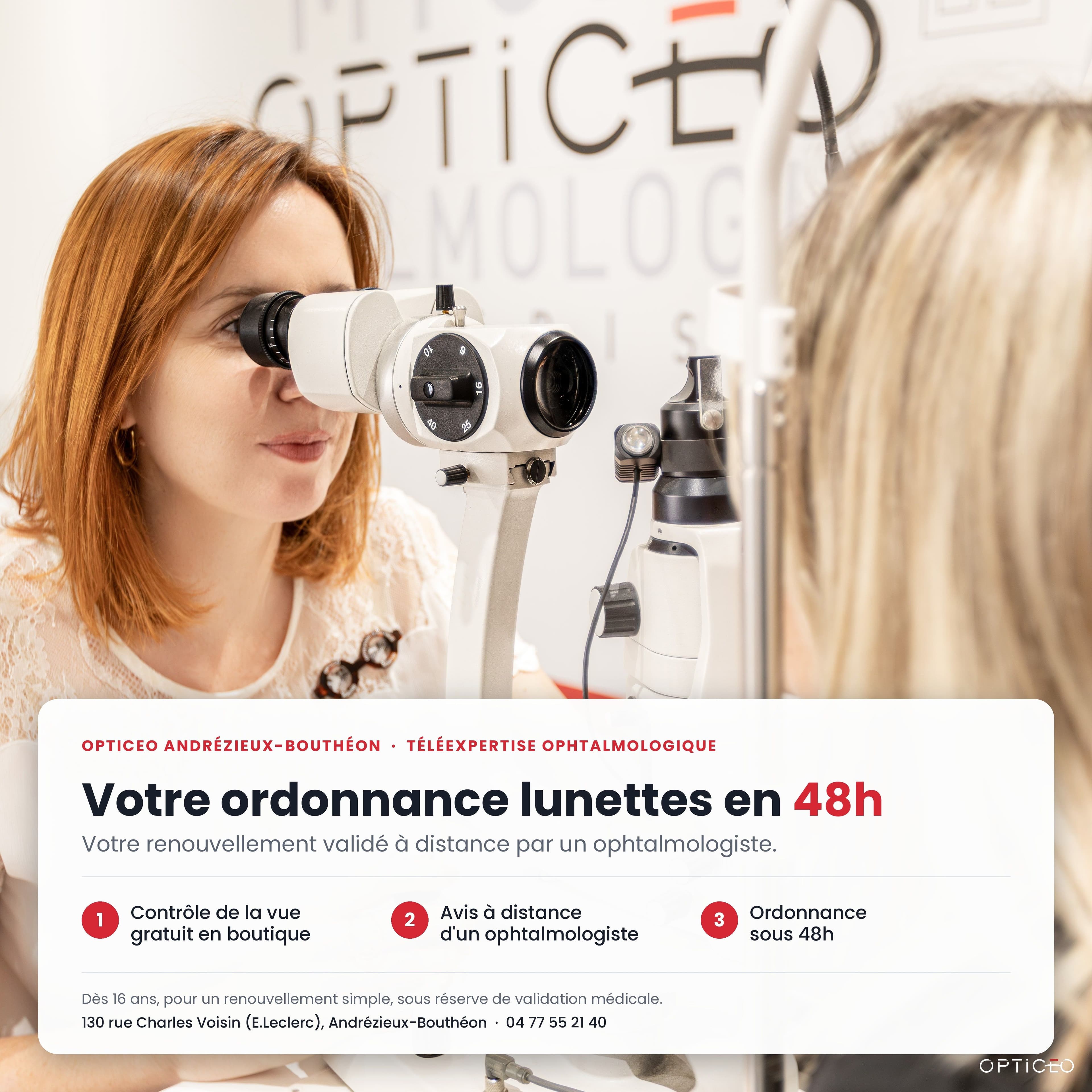 Ordonnance lunettes en 48h à Andrézieux-Bouthéon : la téléexpertise ophtalmologique