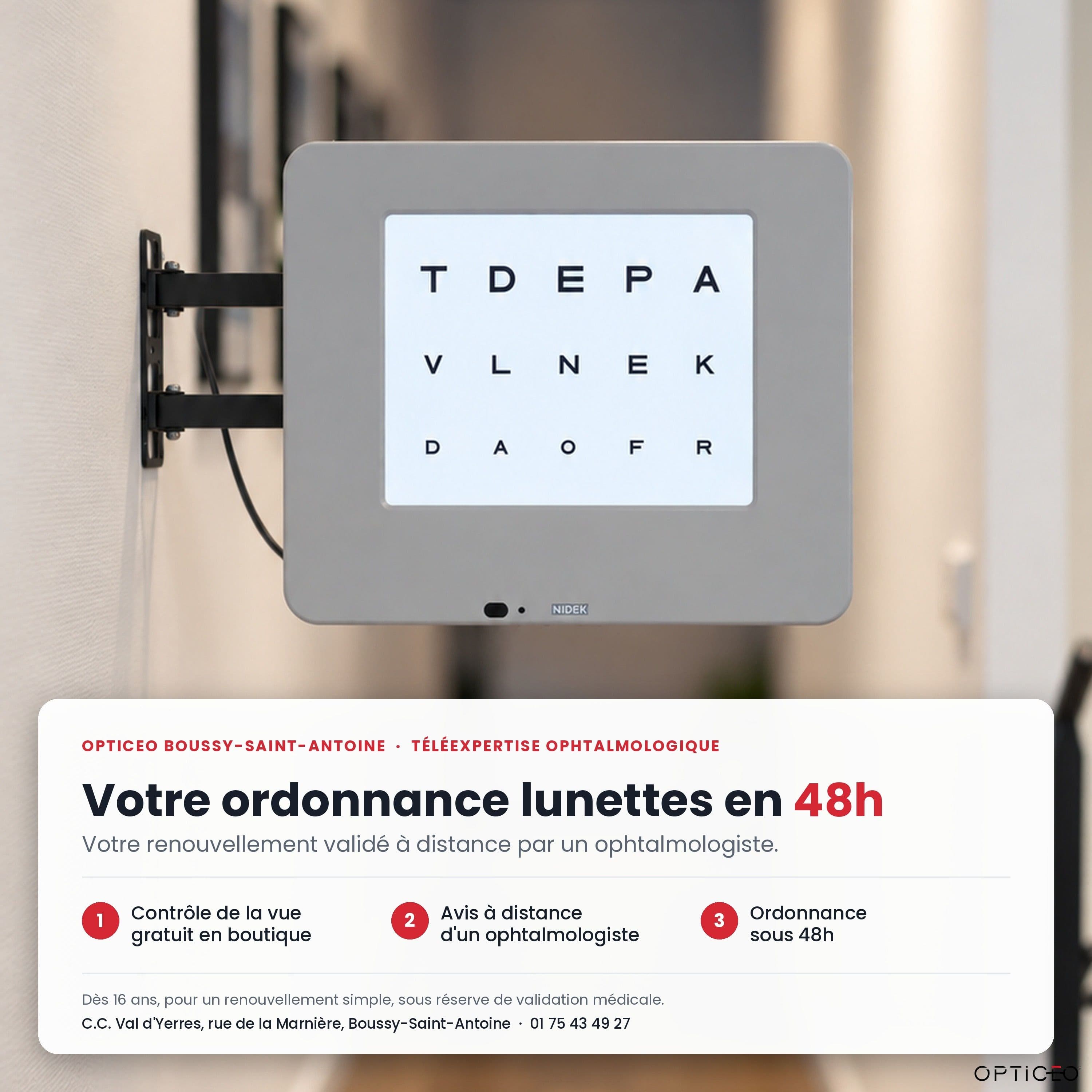Ordonnance lunettes en 48h à Boussy Saint-Antoine : la téléexpertise ophtalmologique